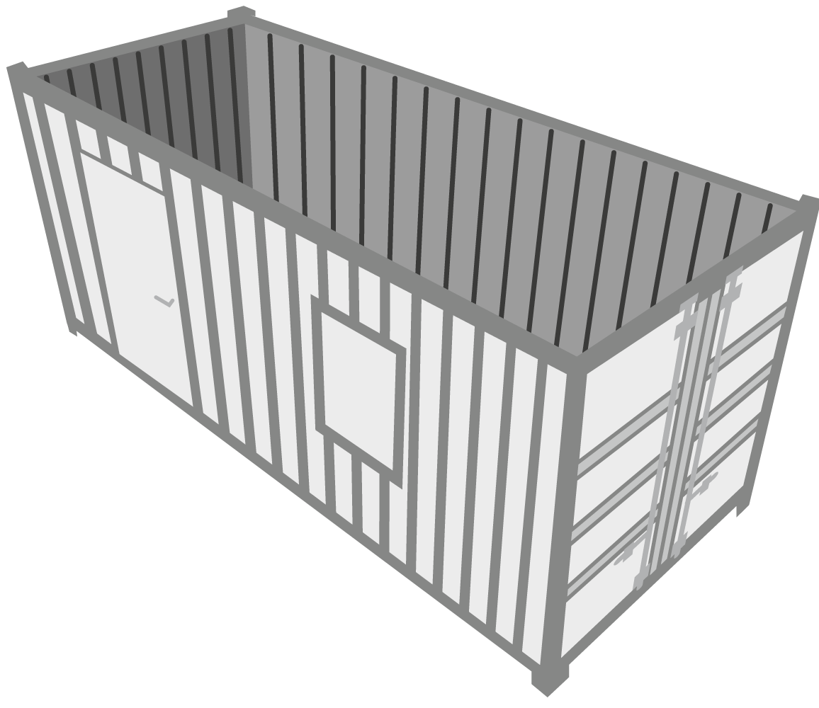 Lagercontainer mit Fenster und Tür